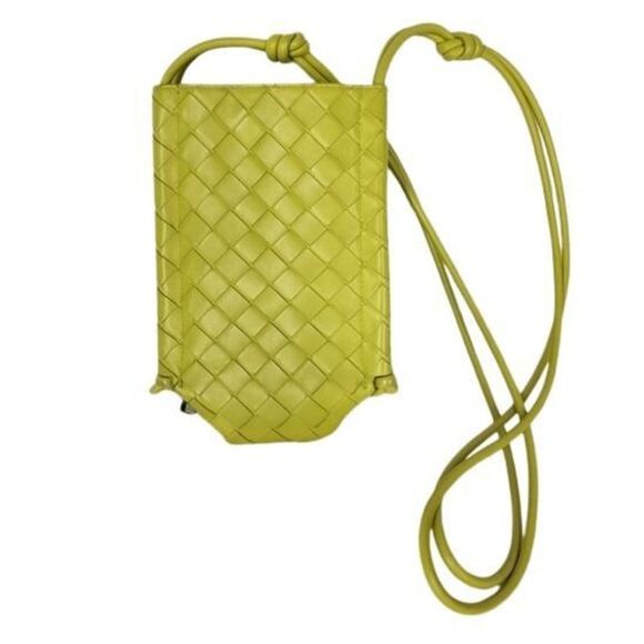 Bottega Veneta Handbags - BOTTEGA VENETA Yellow Lambskin Leather Intrecciato Shoulder Bag